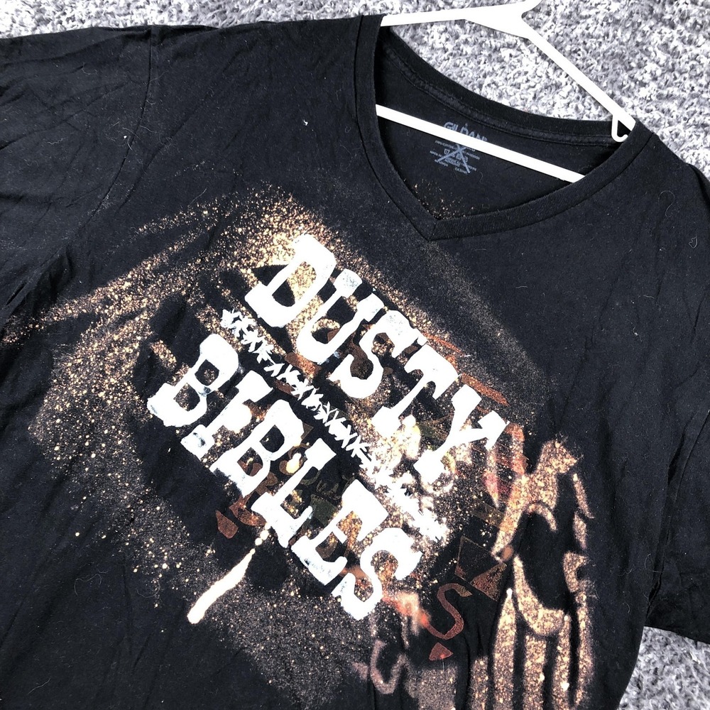 Gildan Shirt Mens 2XL Black Dusty Bibles V-Neck Christian Graphic Tee Religious